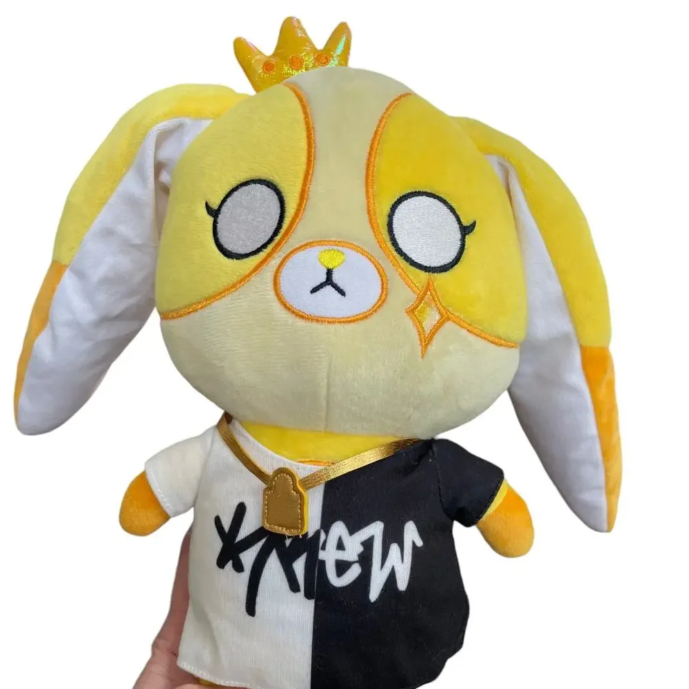 Krew District Gold Teddy Plush Yellow Stuffed Toy Crown with Shirt & Necklace